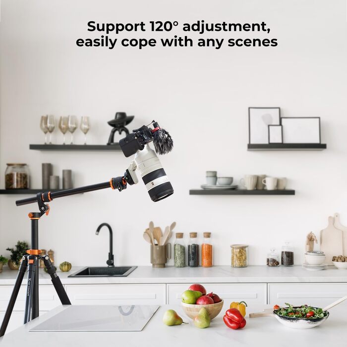 Штатив K&F Concept T254A7+BH-28L для камери, 230 см, з кульковою головкою, 10 кг, для зовнішньої та внутрішньої зйомки