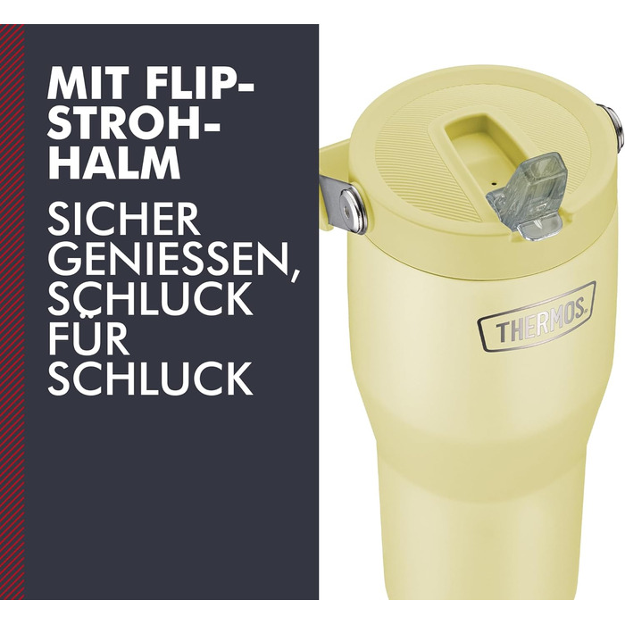 Термос REFRESHING SERIES з подвійними стінками, 0.85л, з трубочкою та ручкою, з нержавіючої сталі, Vanilla Matt