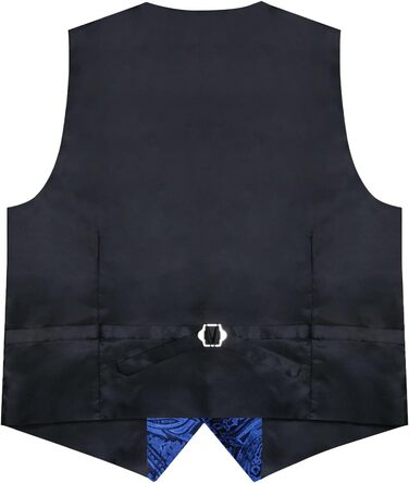 Костюмний комплект DiBanGu: жилет, краватка, хустинка, запонки, лапєль Pin (7 предметів) з паєчним візерунком, синій, XL