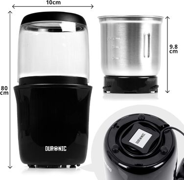 Електрична кавомолка Duronic CG250, 250 Вт, 75 г, для кавових зерен, спецій, трав, горіхів і зернових