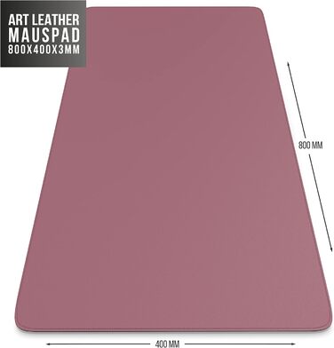 CSL Килимок для миші XXL на стіл з екошкіри та корка 800x400 мм - Чорний (C: Рожевий) - Для офісу та дому