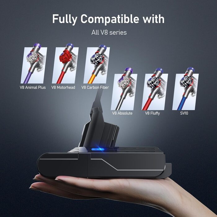 Акумулятор Keenstone 6500mAh для Dyson SV10 V8 Absolute Animal Motorhead Fluffy Slim Fluffy Total Clean Extra (з 2 фільтрами)