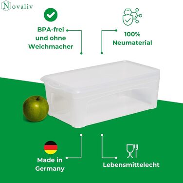 6 Storage Boxes with Lid 5L Transparent Boxes Stackable Nestable Storage boxes with Clip Closure BPA-free Plastic 34x19x11 cm