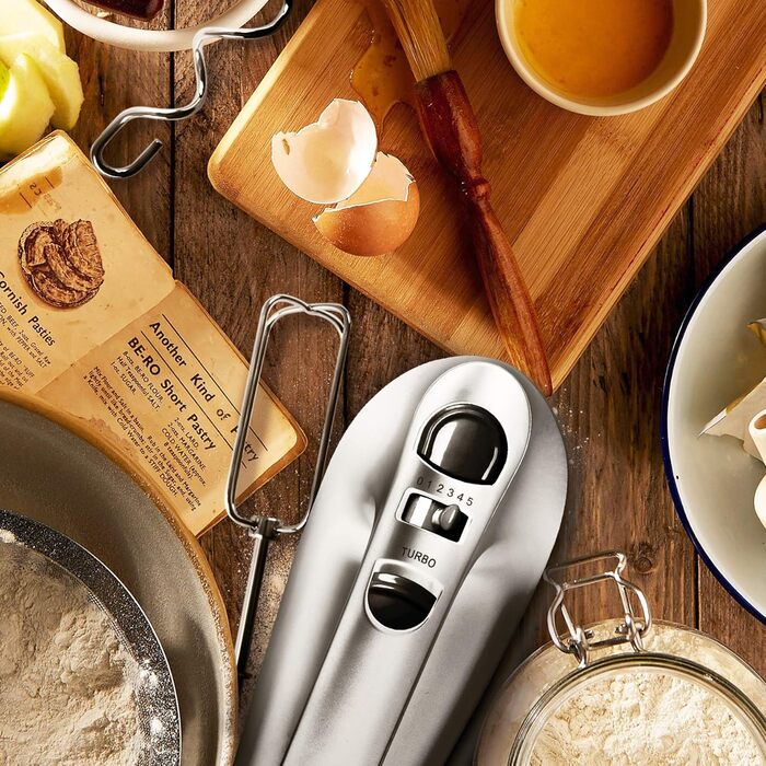 Ручний міксер Duronic 400W з набором насадок: вінчики, гаки для тіста та вінчик для збивання, 5 швидкостей + Turbo, коробка для зберігання. Ідеально для випічки, тіста та збивання яєць.