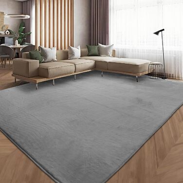 Sour Lemon Soft Rug Living Room, Smooth Rabbit Fur-like Short Pile Non-Slip Rug, Modern Anti-Slip Carpet for Bedroom, Luxurious Room Decoration, Fluffy Rug Area 200x300cm Dark Grey 200x300cm