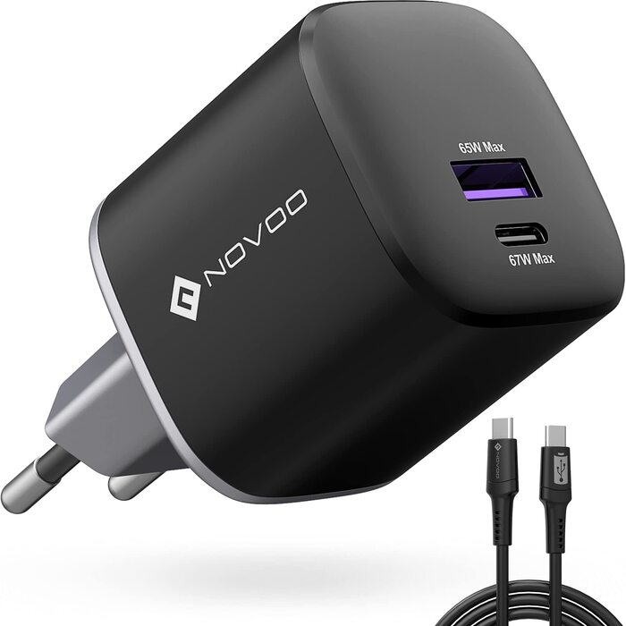 Зарядний пристрій USB-C 120W NOVOO GaN III 3 порти, кабель USB-C PD 100W для MacBook Pro, Dell XPS, iPad Pro, iPhone 15, Galaxy S23