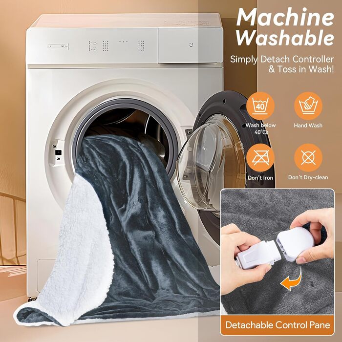 Електрична ковдра Olycism з автовимкненням, 160x130 см, 10 режимів нагріву, таймер, захист від перегріву, для дому та офісу, сіра