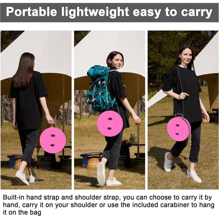 Тeleskopний складаний стільчик для кемпінгу, риболовлі, подорожей, барбекю та піших прогулянок. Міцний, витримує до 280 кг, з карабіном, колір: смарагдовий (26x26x46 см)