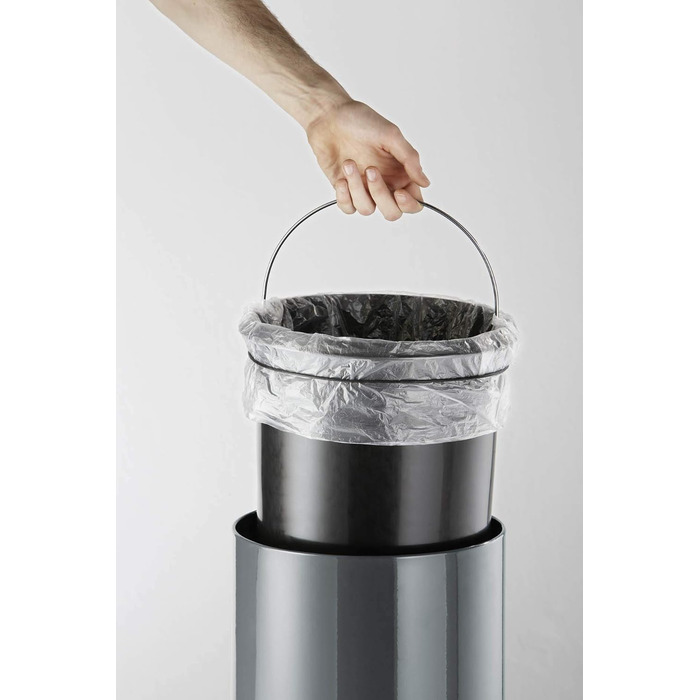 Відро для сміття металеве 12л Durable з педаллю, антрацит, з автоматичним закриттям та знімним відром