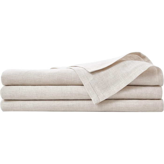 DAPU Linen Tablecloth, 100% French Natural Linen Rectangular Tablecloth 140×220cm (Natural Linen, 140 x 220 cm)