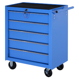 HOMCOM Mobile Tool Cart Tool Wagon Rolling Cart Tool Box with 5 Drawers Blue