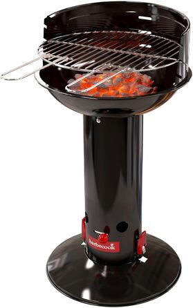 Barbecook Loewy 45 Charcoal Grill BBQ with Windscreen, Grilling for 6 People, Black, 43x43x97cm (Ø 40 cm)