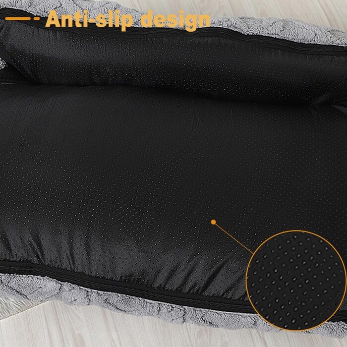 М'яке ліжко для собак та котів - зручне та миється, сіре, 65x45 см, для тварин до 7 кг