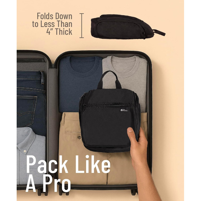 Сумка-органайзер для косметики та туалетних аксесуарів D&D - чорна, на гачку, для подорожей