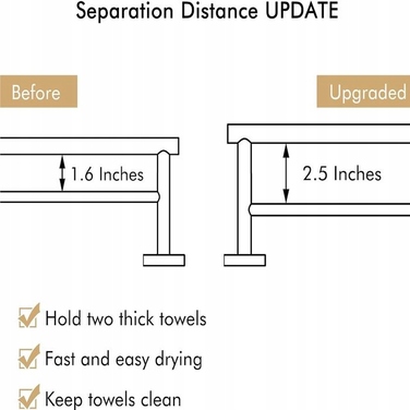 Тримач для рушників у ванну кімнату, стильна штанга 60 см