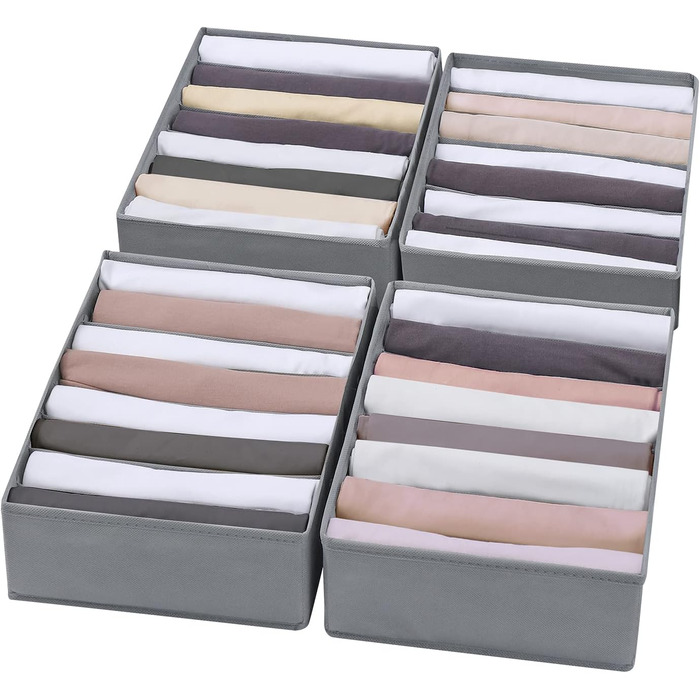 Coorganisers 4-Pack T-Shirt Drawer Organizers for Clothes, 8 Compartments, Storage Box, Closet, Clothing, Organizer, Leggings, Silk Scarves