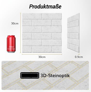 Акустичні панелі TONOR під цеглу самоклеючі, 18 шт (30x30x0.9 см), шумоізоляційні панелі для стін, звукопоглинаючі плити для вітальні та студії, сірі