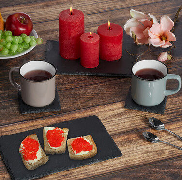 Relaxdays Set of 16 Slate Coasters, 10x10 cm