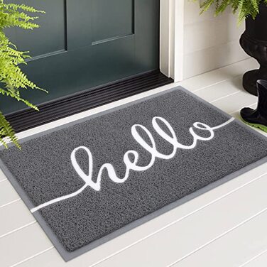 Килимок Homaxy Hello для дому та вулиці, антиковзкий, сірий 60x90 см