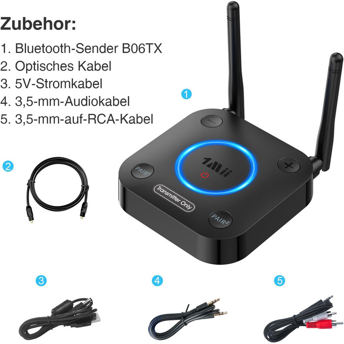 Bluetooth-трансмітер 1Mii B06TX для телевізора з підтримкою aptX Low Latency та aptX HD