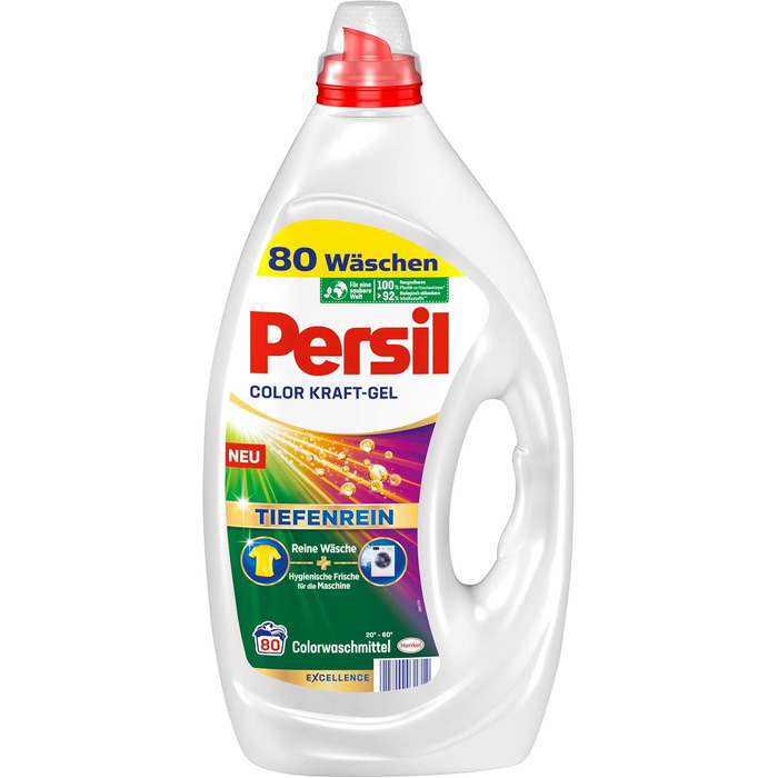 Рідкий засіб для прання Persil Color Kraft-Gel для кольорових речей, технологія глибокого очищення, 3.6 л (80 прань)