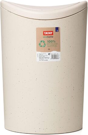 Сміттєвий відер Tatay Ecohome для кухні, 6 л, компактне сучасне сміттник, 19x19x28 см