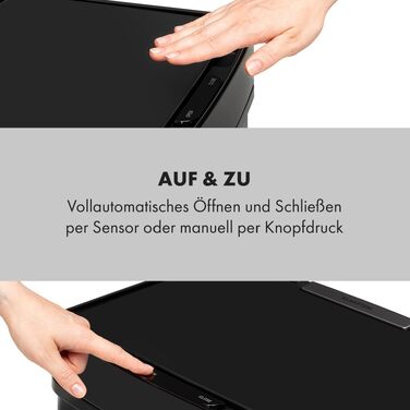 Сенсорний сміттєвий кошик Klarstein Touchless, 72 л, набір з 4 контейнерів (43 л та 2х12,5 л), автоматичне відкриття та закриття, чорний