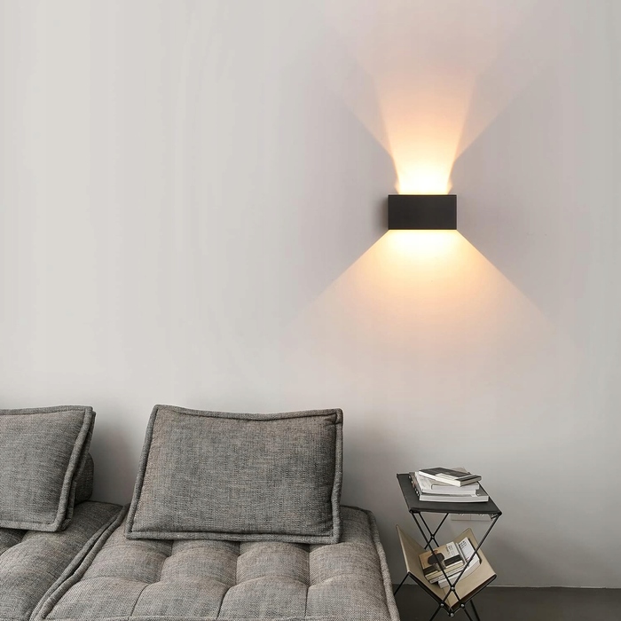 Стіна LED-бра 24W, зовнішній квадратний світильник (чорний), освітлення вгору-вниз