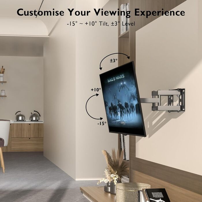 BONTEC Swivel & Tilt TV Wall Mount - Full Motion for 23-70 inch LCD LED Curved TVs & Monitors (up to 45kg, VESA 400x400mm)