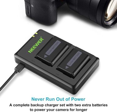 NEEWER NP-FW50 Зарядний комплект акумуляторів для камер Sony (2 шт., 1100mAh, Micro USB)