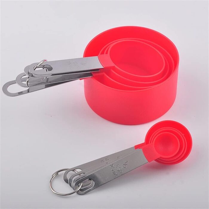 FBHappiness 8-Piece/Set with Measuring Cups and Spoons, Kitchen Measuring Spoons, Measuring Tools for Cooking and Baking, Durable PP (Color: B, Size: as shown)