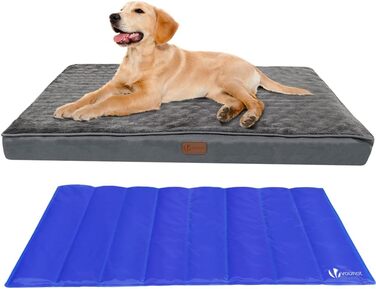 Ортопедичне ліжко для собак Vounot з знімною охолоджувальною підстилкою, 2 в 1, для маленьких собак, миється, 76x51x9 см (Сірий)