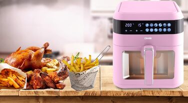 Електрична аерофритюрниця DMS XXXL 7 л, багатофункціональна, без олії, 10 програм, сенсорний дисплей, таймер, синя