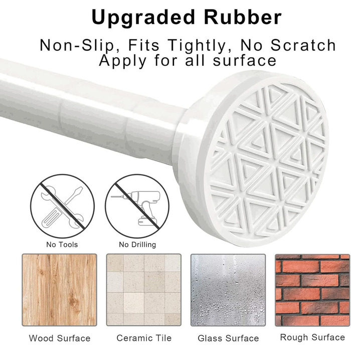 Труба для душу телескопічна, 60-290 см, без свердління, для ванни та душу, біла