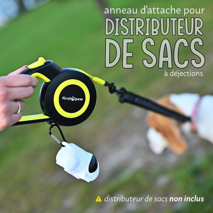 Висувна поводок для собак Rollleine 5м з функцією зупинки - зручний поводок для прогулянок - для собак маленьких порід та середніх до 20кг - жовтий