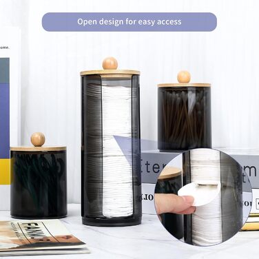 Організатор для косметики Gomoeny: 3 тримачі для ватних паличок, скляні баночки для ванної кімнати, для ватних паличок, ватного диска, макіяжу, спонжів, пінцетів