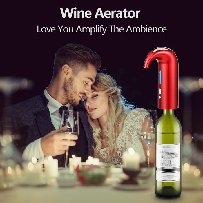 Electric Wine Aerator Pourer, Portable One-Touch Wine Decanter and Wine Dispenser Pump for Red and White Wine Multi-Smart Automatic Wine Oxidation Dispenser, USB Rechargeable