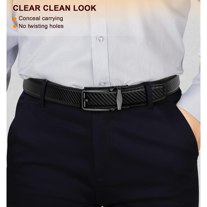 Чоловічий шкіряний ремінь BULLIANT з автоматичною застібкою, ширина 35 мм, регульований, чорний