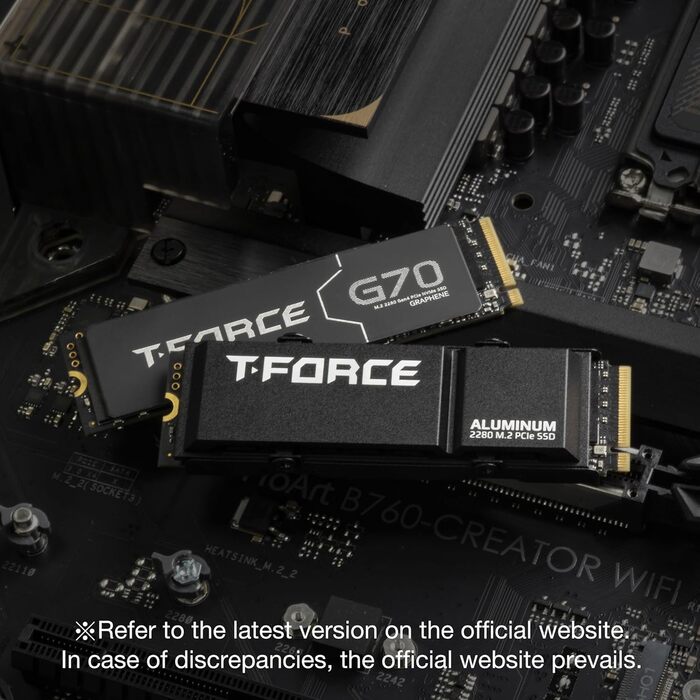 TEAMGROUP T-Force G70 Pro 1TB SSD NVMe PCIe Gen4x4 M.2 2280 з графеновим охолодженням для геймінгу (5000/4500 MB/s, сумісний з PS5)