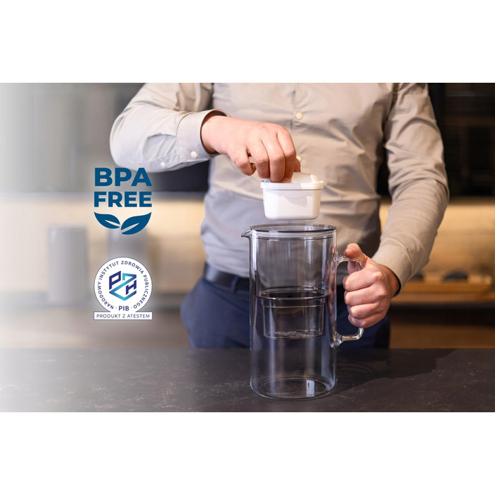 Скляний фільтр-кувшин Wessper D2 BOROSILICATE 3л, сірий + 3 фільтри