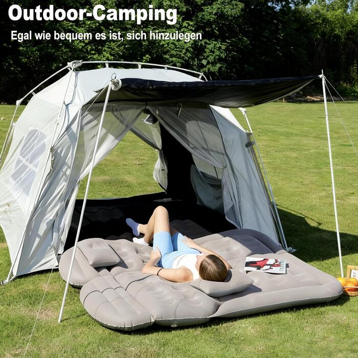 Надувний матрац для авто SUV, вантажівки та кемпінгу - матрац для заднього сидіння з електричною помпою, сірий