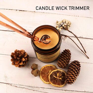 KOAKOMI Candle Accessory Set, Wick Trimmer, Candle Snuffer, and Wick Dipper for Candles, Aromatherapy Lovers, Gift, Stainless Steel Candle Care Set (Rose Gold, 4 Pieces with Lighter)