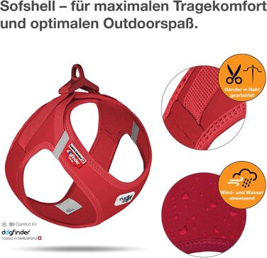 Шлейка для собак Curli Clasp Softshell, червона, розмір 2XS