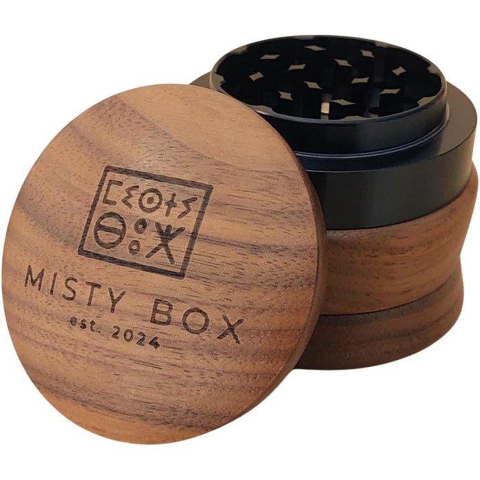 Misty Box – Преміум гріндер-крашер з дерева, 4-частинний, 67 мм, довговічний дерев'яний подрібнювач, ідеальний для подарунка