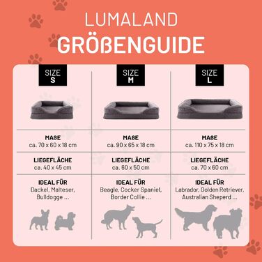 Ортопедичне ліжко для собак Lumaland з корду | зручне собаче ліжко-софа 70x60 см - для маленьких собак | неслизьке дно | знімний, пральний чохол | ліжко-кошик з Memory Foam