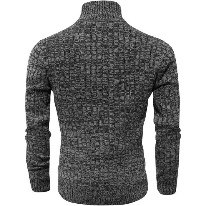 Чоловічий кардиган AOI RAY з блискавкою та стоячим коміром, в'язаний пуховий светр з двома кишенями, чорний (3XL, сірий)
