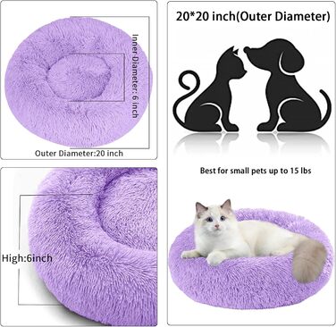 Кругле ліжко для котів та собак Nisrada, 60 см, рожеве, з неслизьким дном, для тварин, кошенят та цуценят