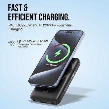 Портативний зарядний пристрій Powerbank Mini [9000mAh] білий - Швидка зарядка, PD20W, Type-C вхід/вихід, LED-індикатор заряду, USB та Type-C порти