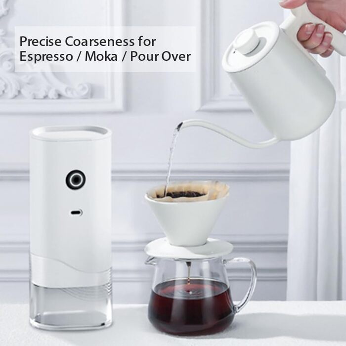 Electric Coffee Grinder, Portable Rechargeable Coffee Grinder, Stainless Steel Burr Grinder, 40g Capacity, Adjustable Grind Size, for Espresso, Drip Coffee, Pour Over, French Press