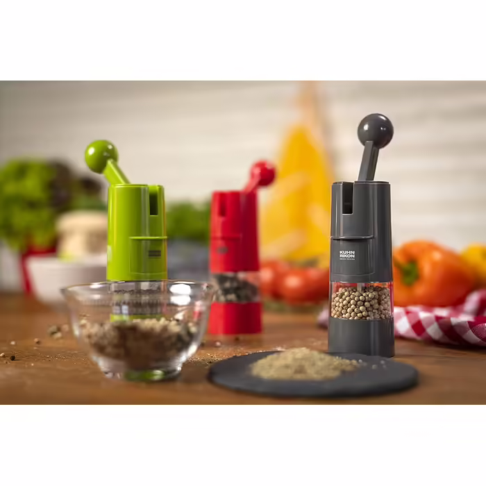 KUHN RIKON Salt and Pepper Grinder Ratchet Grinder, Manual Spice Grinder, Green, Adjustable Ceramic Grinder, Plastic, 5.8 x 5.8 x 21.5 cm